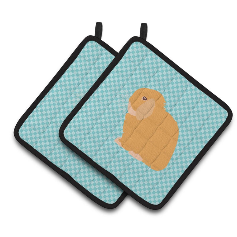 Caroline's Treasures ""Caroline's Treasures Holland Lop Rabbit Blue Check Decorated Pot Holder  7.5"""" x 7.5"""""" 