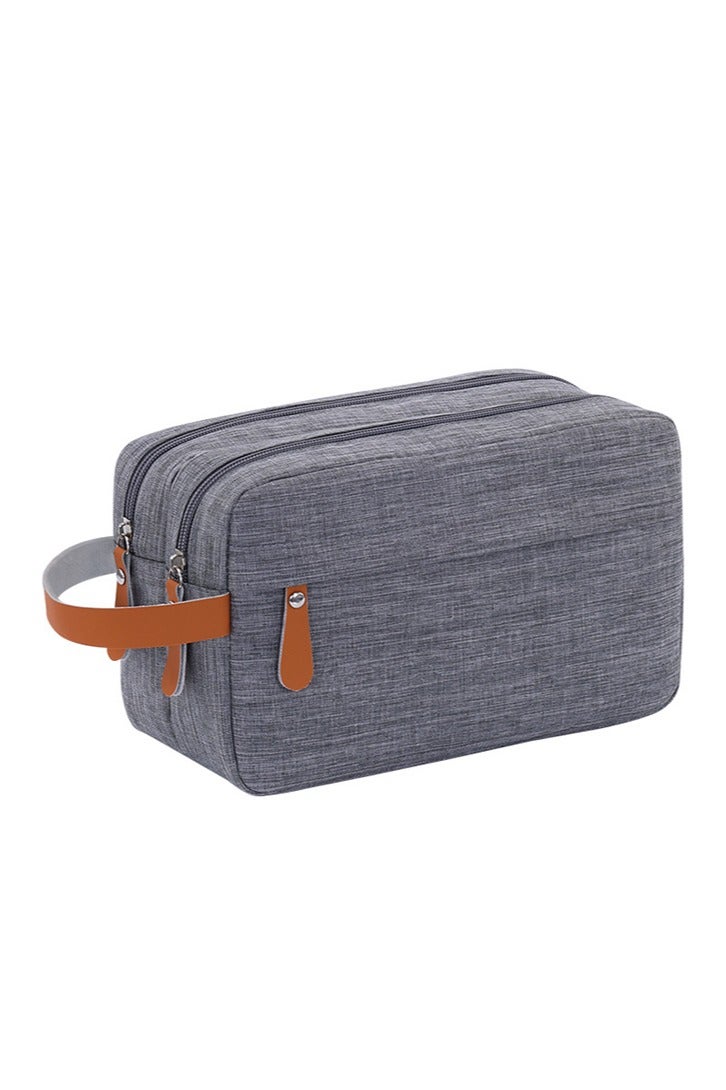 Men's High-End Toiletry Bag, Large-Capacity Business Travel Portable Bag, Compartment Storage Cosmetic Bag Gray - Image 1