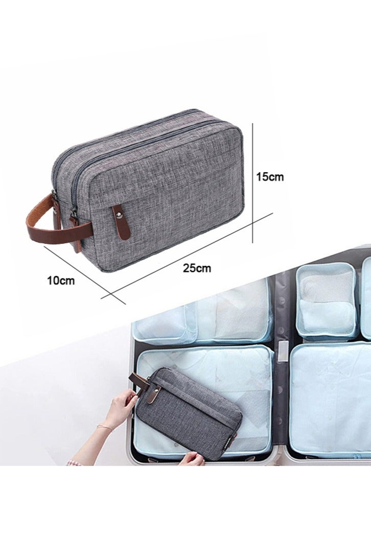 Men's High-End Toiletry Bag, Large-Capacity Business Travel Portable Bag, Compartment Storage Cosmetic Bag Gray - Image 2