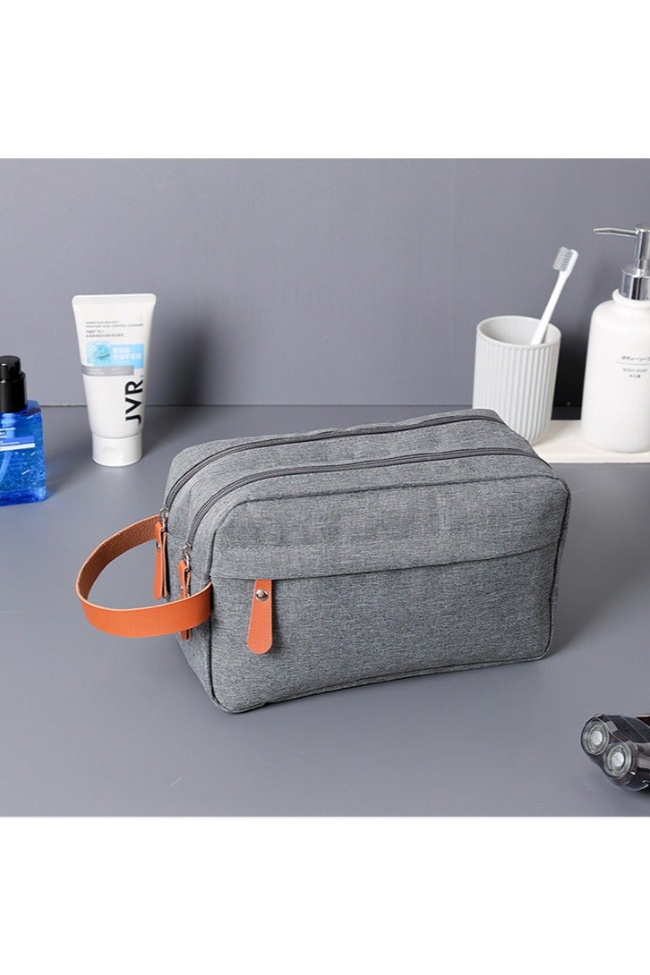 Men's High-End Toiletry Bag, Large-Capacity Business Travel Portable Bag, Compartment Storage Cosmetic Bag Gray - Image 5