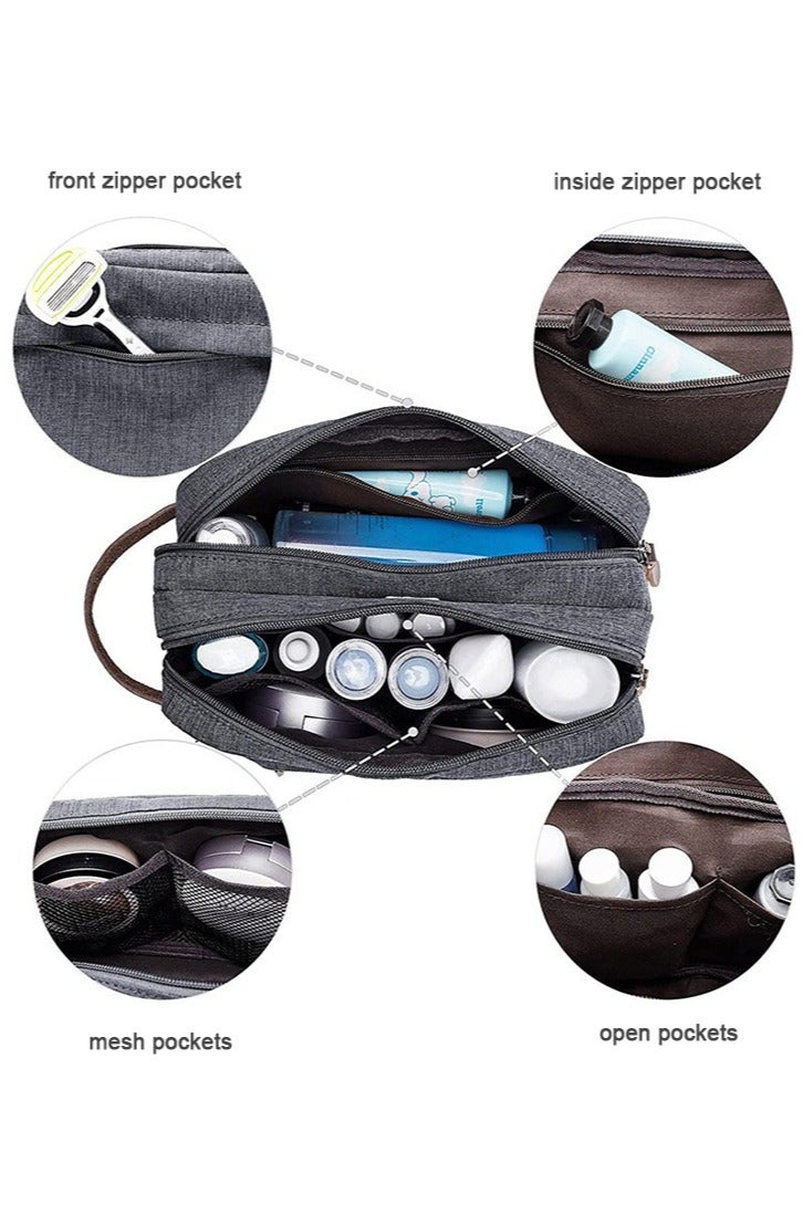 Men's High-End Toiletry Bag, Large-Capacity Business Travel Portable Bag, Compartment Storage Cosmetic Bag Gray - Image 3