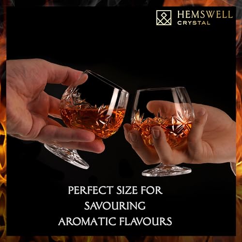 Hemswell Crystal كؤوس هيمسويل كريستال براندي مجموعة من 2 - كؤوس كونياك صغيرة للسكوتش أو الويسكي - كؤوس بورت - كريستال أوروبي 8.5 أونصة - غلينريغ - Image 5