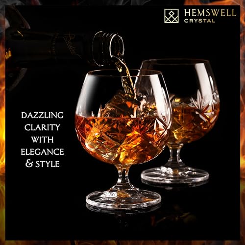 Hemswell Crystal كؤوس هيمسويل كريستال براندي مجموعة من 2 - كؤوس كونياك صغيرة للسكوتش أو الويسكي - كؤوس بورت - كريستال أوروبي 8.5 أونصة - غلينريغ - Image 3