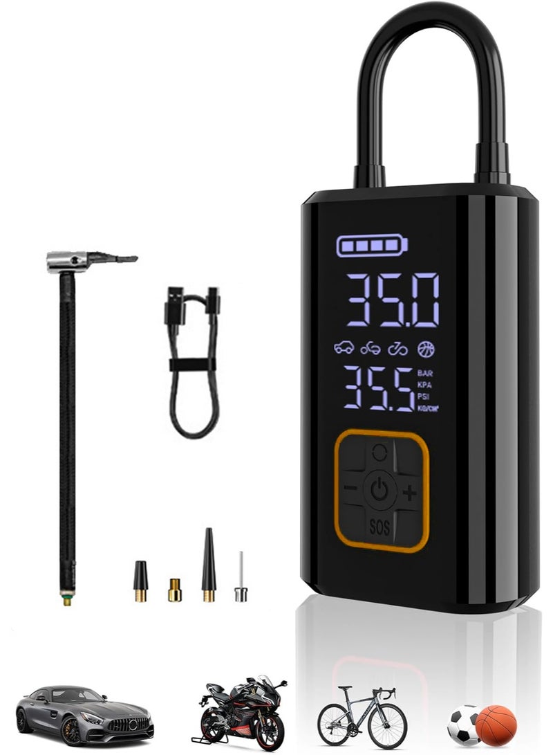 Portable Electric Air Compressor 150 PSI Automatic Pump with LCD Dual Screen for Car Bicycle Motorcycle and Sports Balls - Image 1