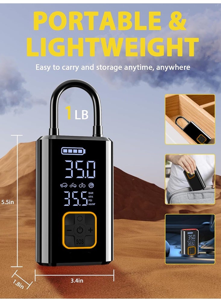 Portable Electric Air Compressor 150 PSI Automatic Pump with LCD Dual Screen for Car Bicycle Motorcycle and Sports Balls - Image 2