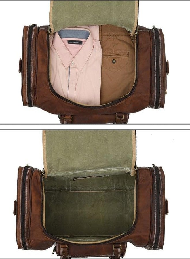 MaheTri Traveller Weekender Leather Duffle Bag (24") | Handmade Travel Bag with Adjustable Shoulder Strap, Large Front Pockets & Durable Brass Buckles - Perfect for Business, Gym, or Overnight Trips - Image 5