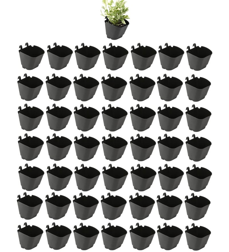 CAPPL Plastic Vertical Garden Wall Hanging Pot, (Black, Standard, 50 Pieces) - Image 1
