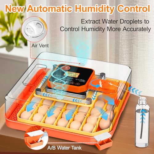 Lebenwell 48 Egg Incubators for Hatching Eggs, Smart Egg Incubator with Automatic Egg Turning, Temperature and Humidity Control, Egg Candler, External Water Bottle Refill & Air Vent, 360° Clear View - Image 4