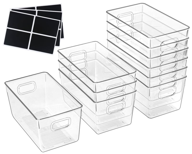 ZEXALOR 10 PACK Clear Storage Bins Clear Storage Containers for Kitchen Pantry Organization, Organizing Bins with Built in Handles, Cabinet Organizers - Image 1