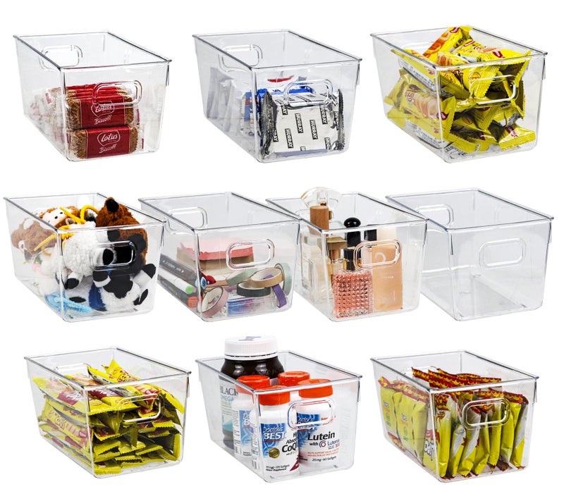 ZEXALOR 10 PACK Clear Storage Bins Clear Storage Containers for Kitchen Pantry Organization, Organizing Bins with Built in Handles, Cabinet Organizers - Image 3