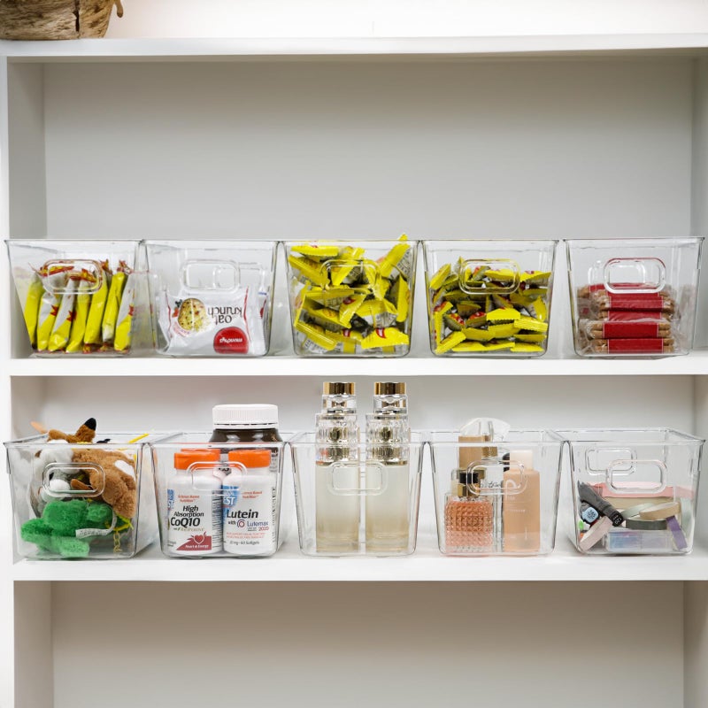 ZEXALOR 10 PACK Clear Storage Bins Clear Storage Containers for Kitchen Pantry Organization, Organizing Bins with Built in Handles, Cabinet Organizers - Image 2