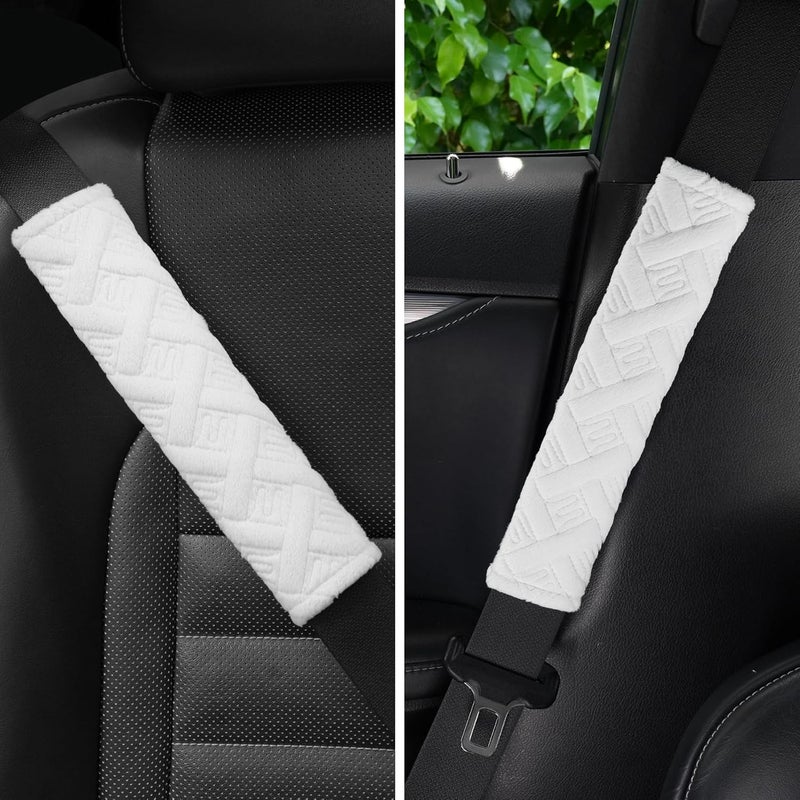 JUSTTOP 2Pack Universal Car Shoulder Strap Pads Cover for A More Comfortable Driving Shoulder Strap Covers Harness Pad for Car Interior AccessoriesWhite - Image 2