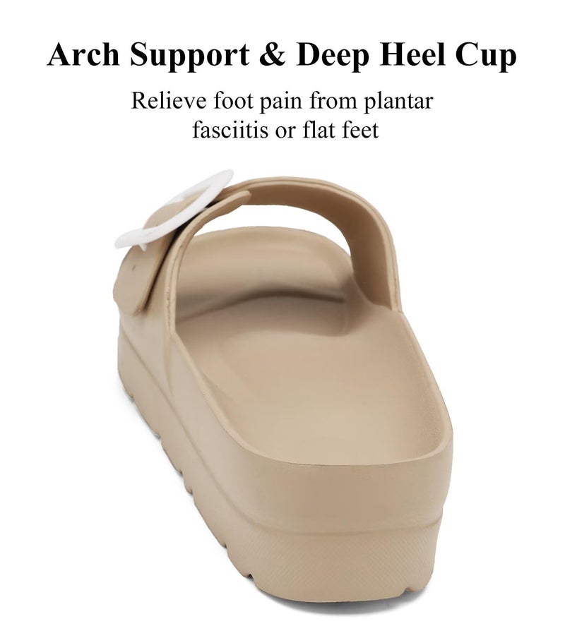 Haifago Womens Platform Slides with Arch Support, Single Buckle EVA Chunky Sandals Casual Fashion Slide Beach Pool - Image 5