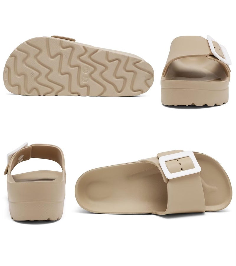 Haifago Womens Platform Slides with Arch Support, Single Buckle EVA Chunky Sandals Casual Fashion Slide Beach Pool - Image 4