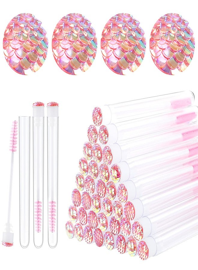 Dming 20 Pieces Disposable Mascara Brushes Eyelash Brush Lash Wand Diamond Mascara Wands with Tube Makeup Tool Lash Spoolies Sanitary Brushes Lash Extension Supplies (tube scale l pink 20) - Image 1