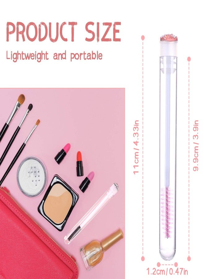Dming 20 Pieces Disposable Mascara Brushes Eyelash Brush Lash Wand Diamond Mascara Wands with Tube Makeup Tool Lash Spoolies Sanitary Brushes Lash Extension Supplies (tube scale l pink 20) - Image 2