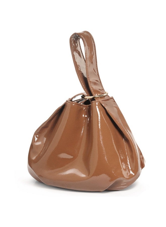 Hoxis Women'S Glossy Clutch Patent Vegan Leather Hobo Top Handle Bag Small Tote (Brown) - Image 1