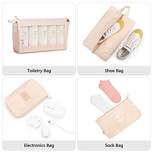 Mossio Packing Cubes for Carry On, Mossio 9 Piece Set Travel Cubes for Flying Camping Hiking Beige - Image 5