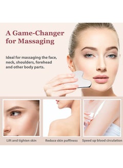 TTESL Stainless Steel Gua Sha and Face Roller Set, Facial Tool for Face Sculpting, Metal Skin Care, Massager for Women  - Image 3
