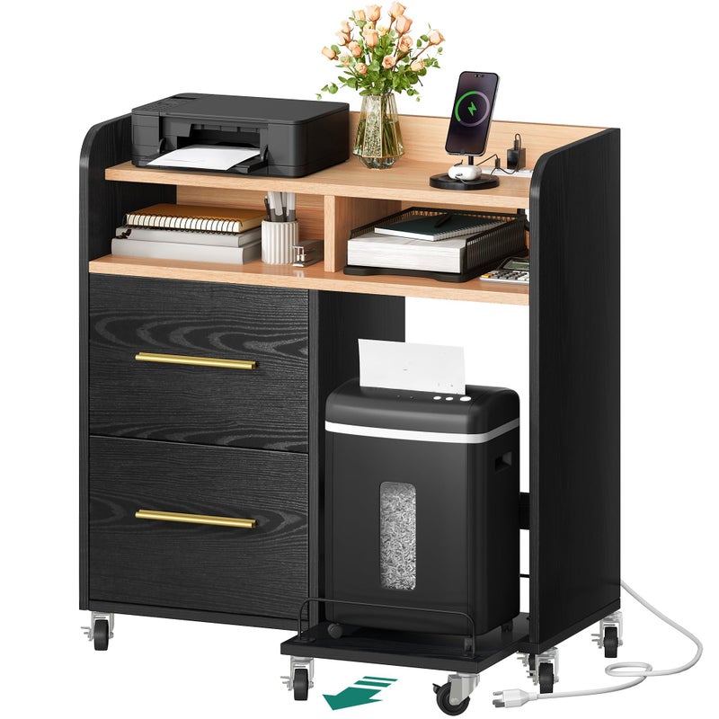 YITAHOME YITAHOME File Cabinet with Charging Station Printer Table Cabinet for Home Office Printer Stand Cart Fits A4 Letter Legal Size Files Office Furniture Black 
