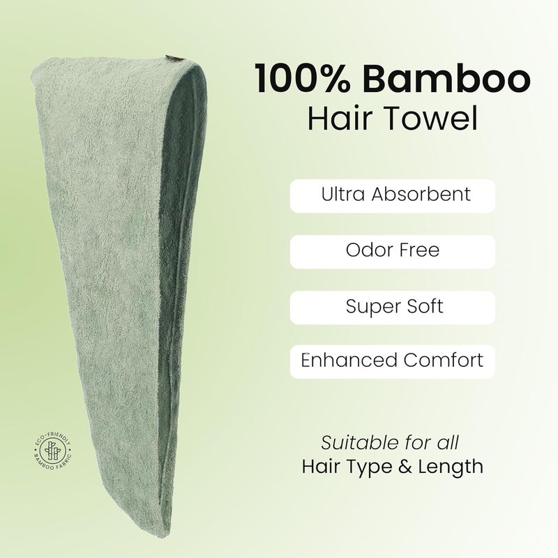 Mush Bamboo Ultra Soft Absorbent Hair Wrap Turban Towel with Neem Comb for LongShort Hair Care 500 GSM Olive Green Pack of 1 - Image 2