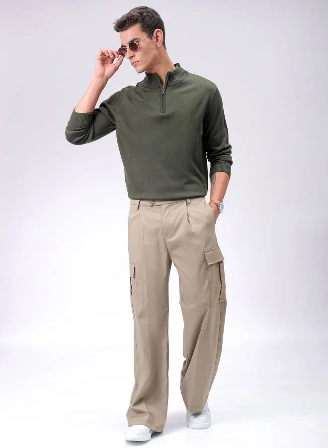 The Indian Garage Co Men Relaxed Fit Solid High Neck Sweater