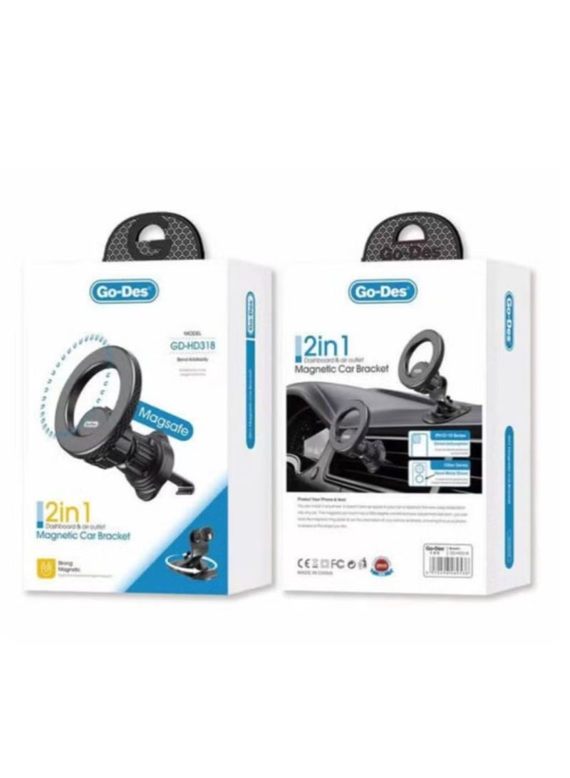 JAJEEK Magnetic Car Holder MagSafe 360° Rotatable 2-in-1 Vent & Flat Floor Phone Mount - Image 4