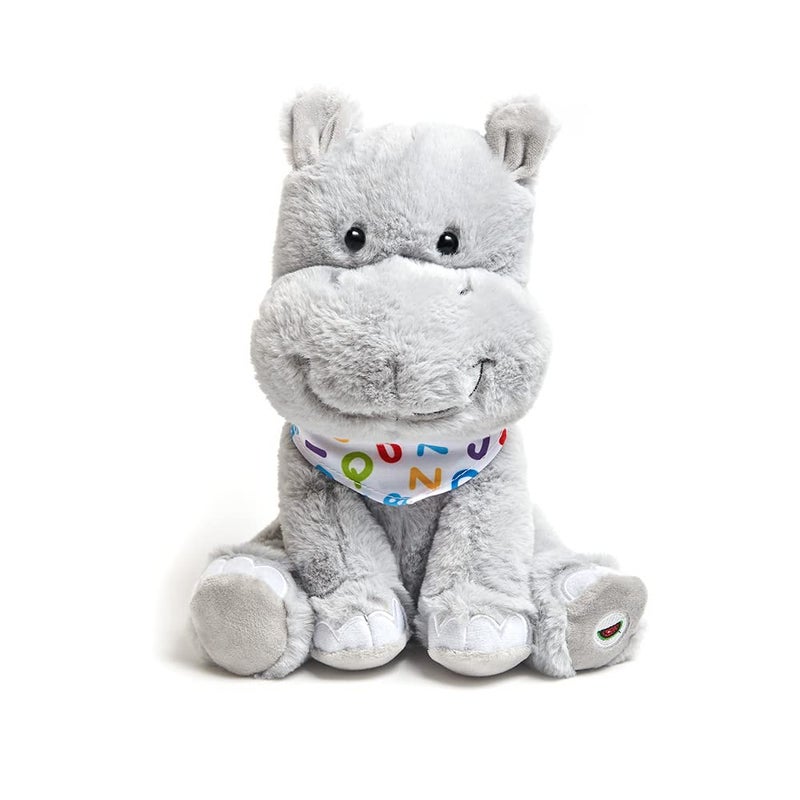 Cuddle Barn Alphabet Hudson Animated Singing Hippo Stuffed Animal Plush Toy Wiggles Ears to ABC Song and Ten Little Elephants 11 inches - Image 3