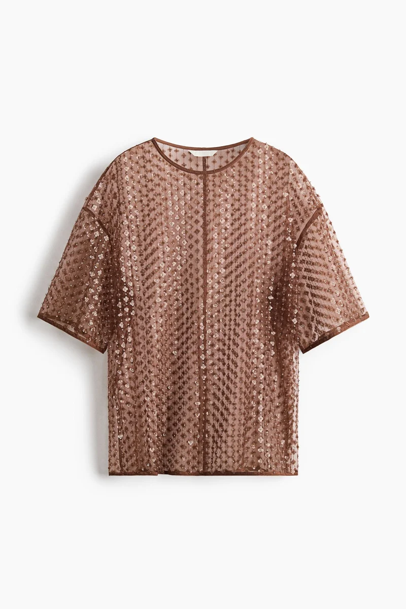H&M Sequined mesh top