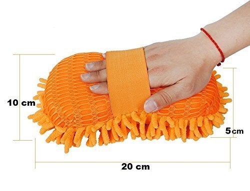 Naivete Car Cleaning Brush Cleaner Tools Microfiber Super Clean Car Windows Cleaning Sponge Chenille Coral Fleece Cloth Towel Car Wash Gloves Auto Washer (Multicolor, 1Pc) - Image 4