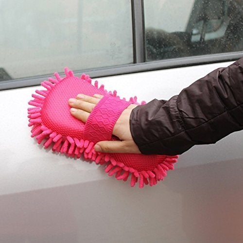 Naivete Car Cleaning Brush Cleaner Tools Microfiber Super Clean Car Windows Cleaning Sponge Chenille Coral Fleece Cloth Towel Car Wash Gloves Auto Washer (Multicolor, 1Pc) - Image 3