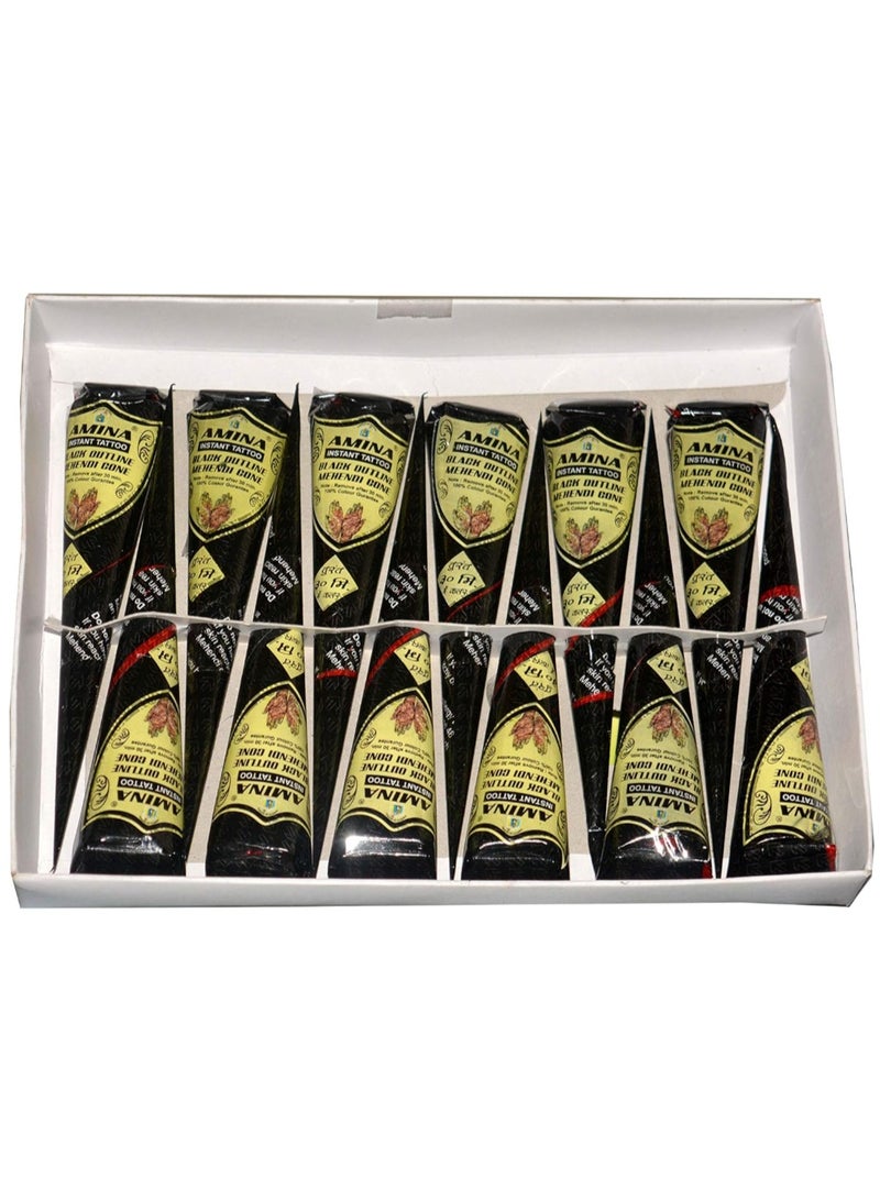 Amina Black Henna Cone Paste – 1 Pc | Easy Mehndi Design Cone - Image 3