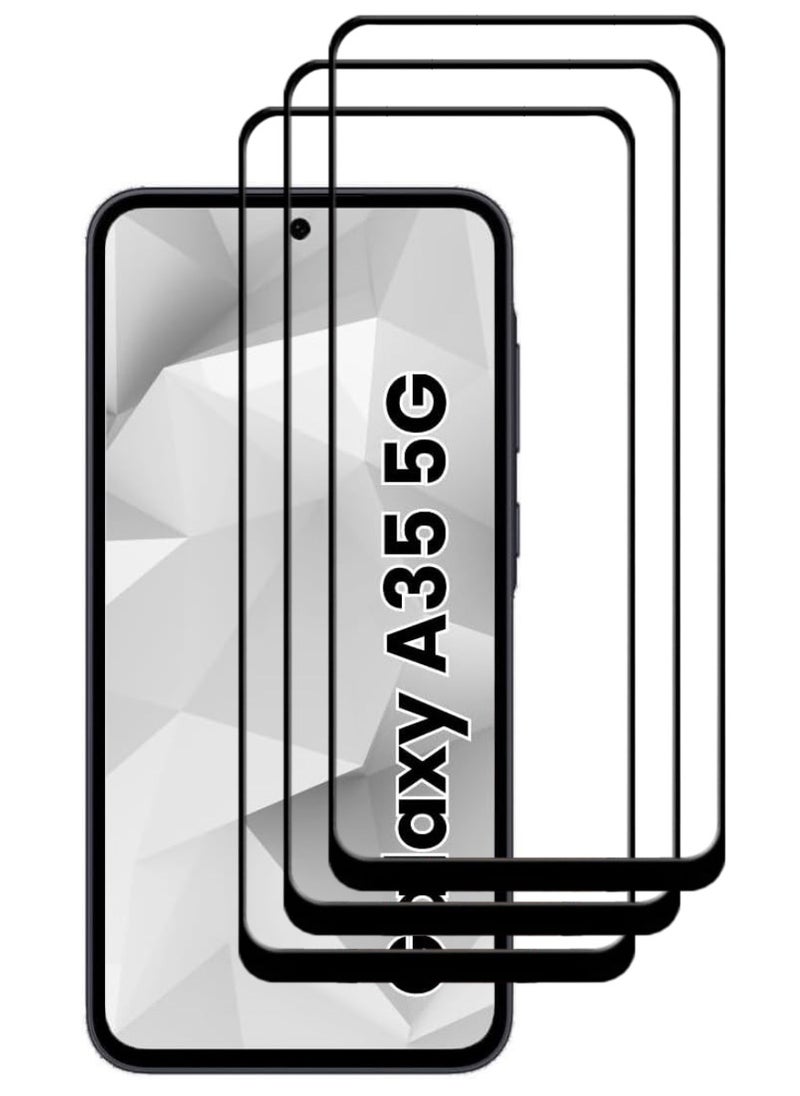 ACLIX 3 Pieces Tempered Glass Screen Protector Antistatic ESD Dustproof Premium Quality High Definition Designed For Samsung Galaxy A35 - Image 1