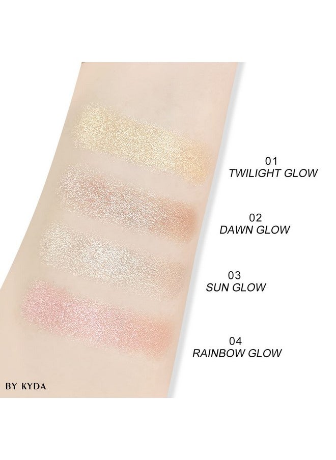KYDA Face Highlighter Palette Glossy Glitter Highlight Contouring Palette Natural Shiny Contour Makeup Illuminator Concealer Lasting Lightweight By Ownest Beauty Sun Glow  - Image 5