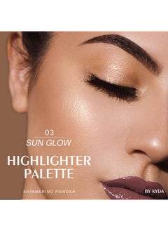 KYDA Face Highlighter Palette Glossy Glitter Highlight Contouring Palette Natural Shiny Contour Makeup Illuminator Concealer Lasting Lightweight By Ownest Beauty Sun Glow  - Image 3