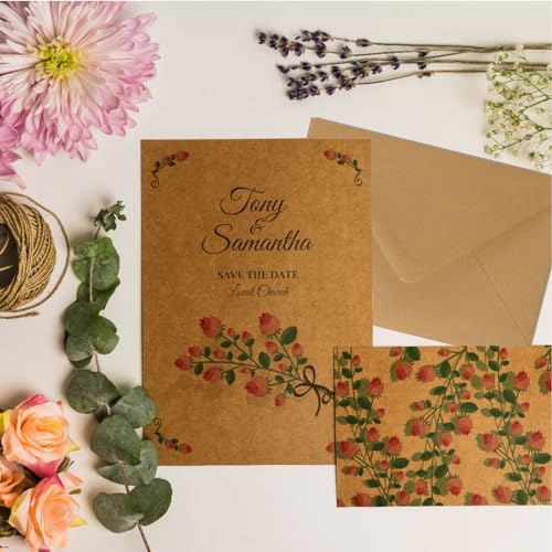 ANSSDO 100 Pack Blank Cards and Envelopes 5x7 Inch, Premium Kraft Stationery Greeting Cards with Envelope Bulk, Blank Cards with Envelope for Card Making and DIY Invitations - Image 4