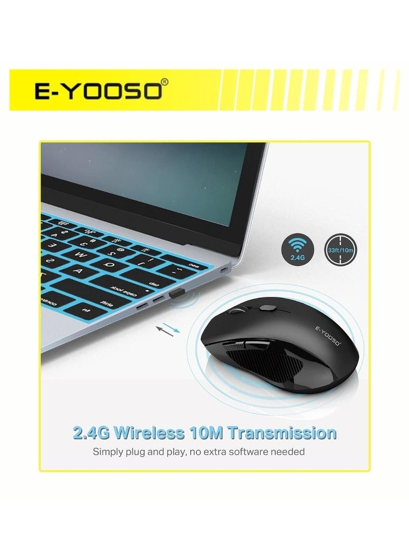 E-YOOSO E-1131 Wireless Mouse 2.4G Computer Mouse 5 Adjustable DPI Levels, 6 Buttons Cordless Mouse Wireless Optical Mice with USB Nano Receiver