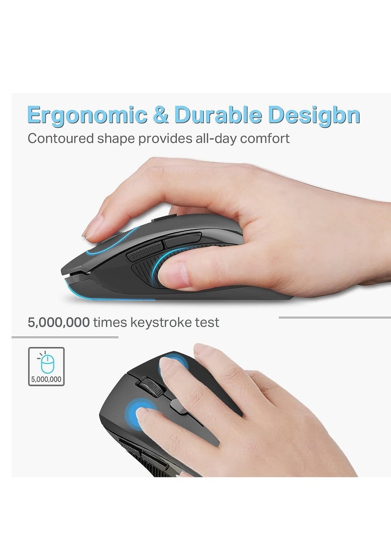 E-YOOSO E-1131 Wireless Mouse 2.4G Computer Mouse 5 Adjustable DPI Levels, 6 Buttons Cordless Mouse Wireless Optical Mice with USB Nano Receiver