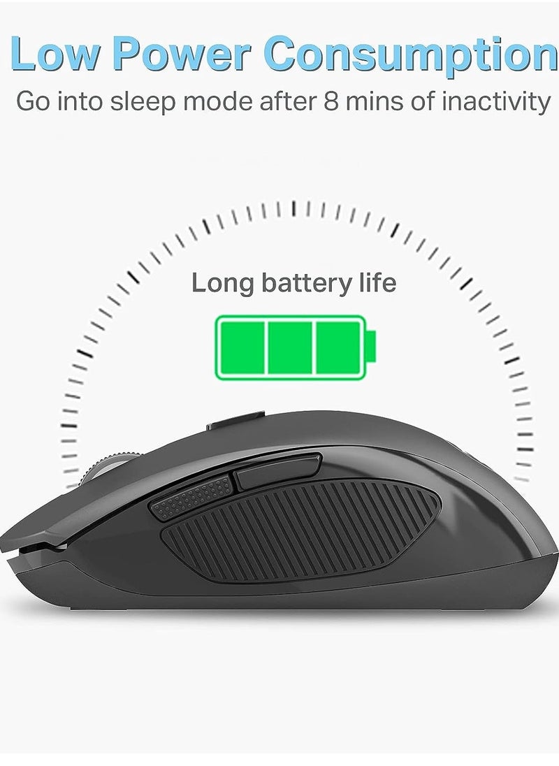 E-YOOSO E-1131 Wireless Mouse 2.4G Computer Mouse 5 Adjustable DPI Levels, 6 Buttons Cordless Mouse Wireless Optical Mice with USB Nano Receiver