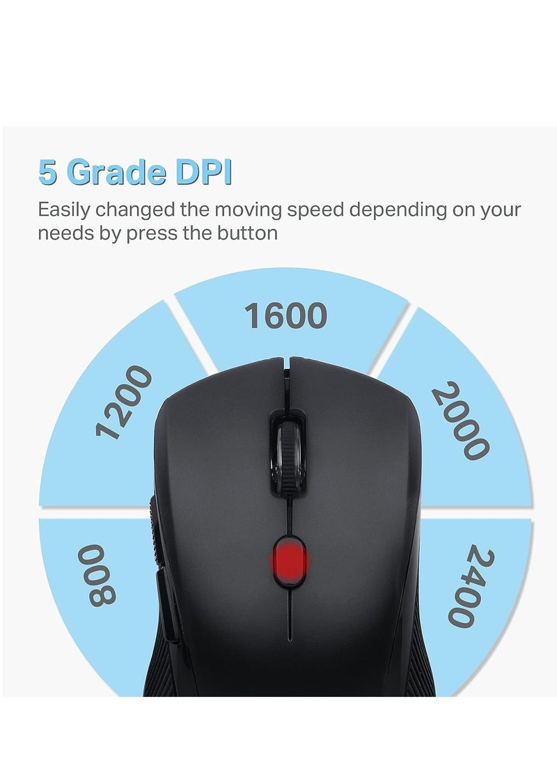 E-YOOSO E-1131 Wireless Mouse 2.4G Computer Mouse 5 Adjustable DPI Levels, 6 Buttons Cordless Mouse Wireless Optical Mice with USB Nano Receiver