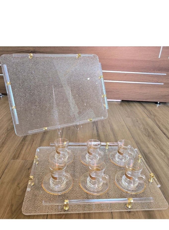 Bayti H.H. Modern Edge Rectangular Tray – Polished 6mm Acrylic Finish (Extra Large) Gold