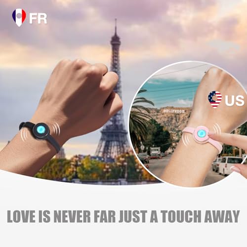 totwoo Long Distance Touch Bracelets, Light up & Vibration for Love - Pair of Couples Bracelets Long Distance Relationship Gifts for Girlfriend, Mother-Daughter, Sisters Bluetooth APP Set Up Pairing Jewelry - Image 2