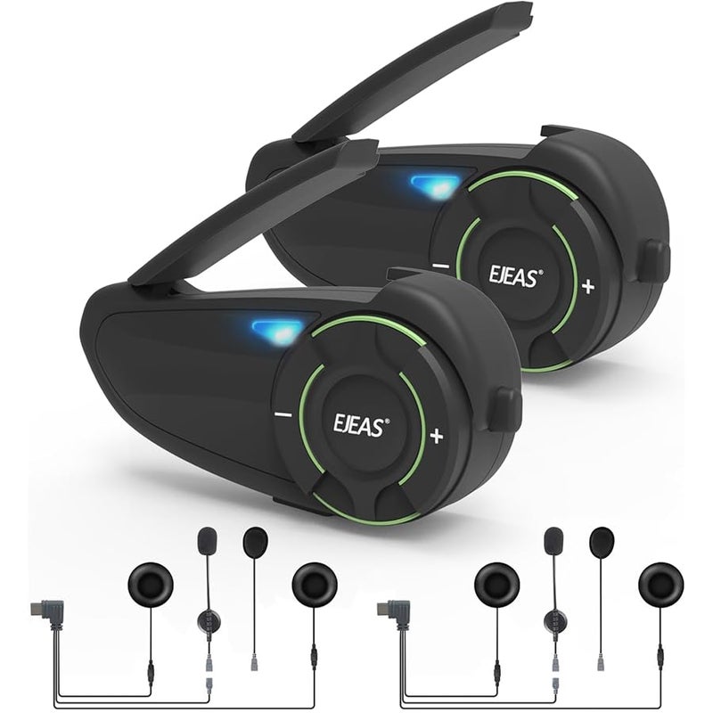 EJEAS Q8 Mesh 3.0 Motorcycle Intercom Communication System, Bluetooth 5.1 Motorcycle Helmet Intercom with CVC Noise Reduction and Music Sharing for 6 Motorcyclists (Pack of 2) - Image 1