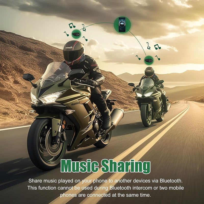 EJEAS Q8 Mesh 3.0 Motorcycle Intercom Communication System, Bluetooth 5.1 Motorcycle Helmet Intercom with CVC Noise Reduction and Music Sharing for 6 Motorcyclists (Pack of 2) - Image 3