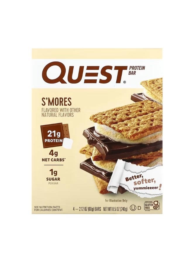 QUEST NUTRITION Protein Bar S'Mores 4 Bars 2.12 oz 60 g Each  - Image 1