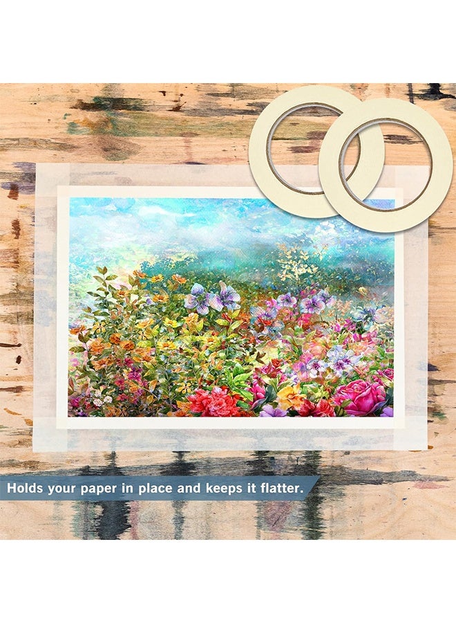 2 Pack White Artist Tape, Art Masking Artist Tape for Watercolor Painting Drafting Canvas Framing, Acid Free Low Tack Masking Tape 1 Inch Wide 40M  Long Total - Image 4