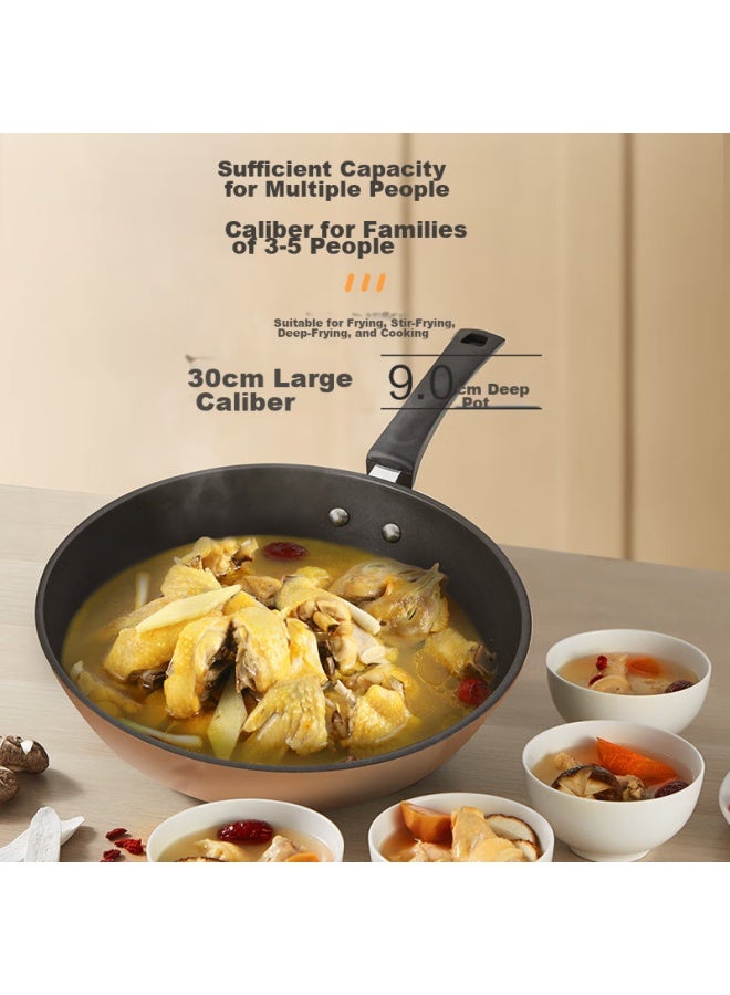 Midea Non-stick Wok, Flat-bottom Frying Pan, Steak Griddle, Compatible With Induction And Gas Stoves, Low Household Kitchenware - Image 5