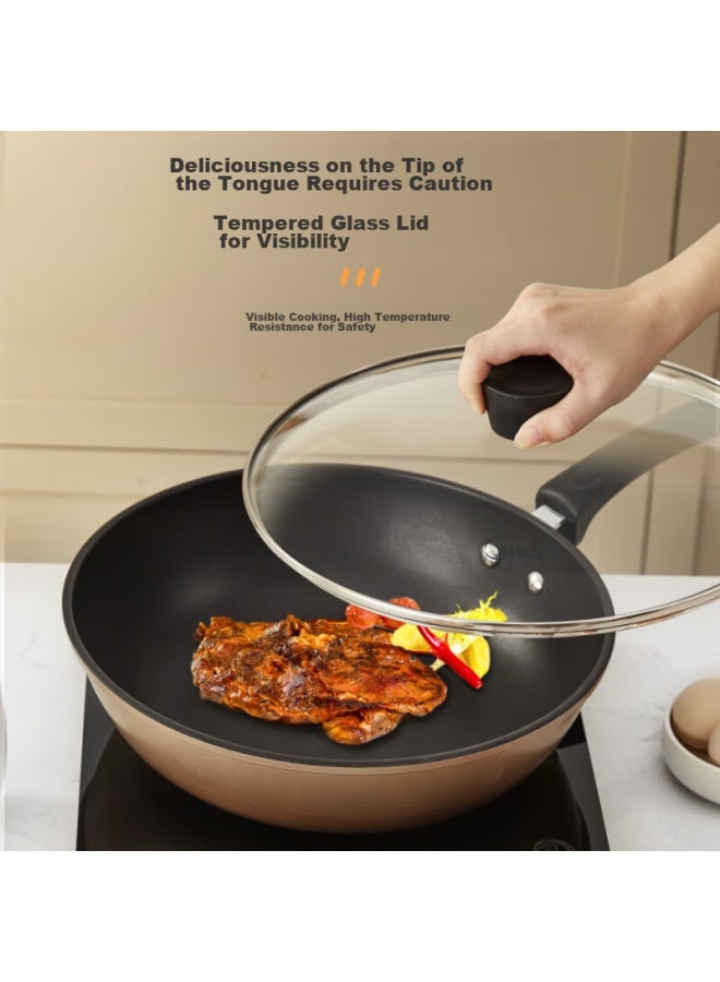 Midea Non-stick Wok, Flat-bottom Frying Pan, Steak Griddle, Compatible With Induction And Gas Stoves, Low Household Kitchenware - Image 4