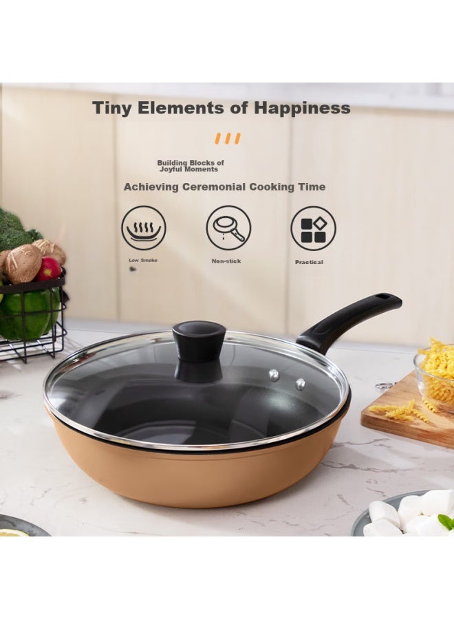 Midea Non-stick Wok, Flat-bottom Frying Pan, Steak Griddle, Compatible With Induction And Gas Stoves, Low Household Kitchenware - Image 1