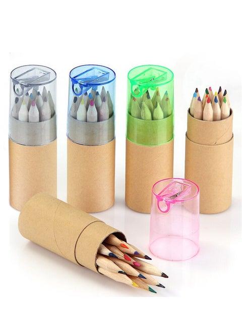 24 Piece Colored Pencils with Built-in Sharpener in Tube Cap, Vibrant Color Presharpened Pencils for School Kids Teachers, Soft Core Art Drawing for Coloring, Sketching, and Painting Assorted